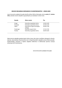 18. OBVESTILA - Akcija zbiranja nevarnih odpadkov v Občini Dobrepolje - jesen - 2025 - lekt_page-0…
